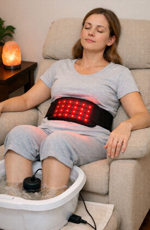 Detox wellness bundle with red light therapy and detox foot bath treatment at Modern Radiance Oregon.