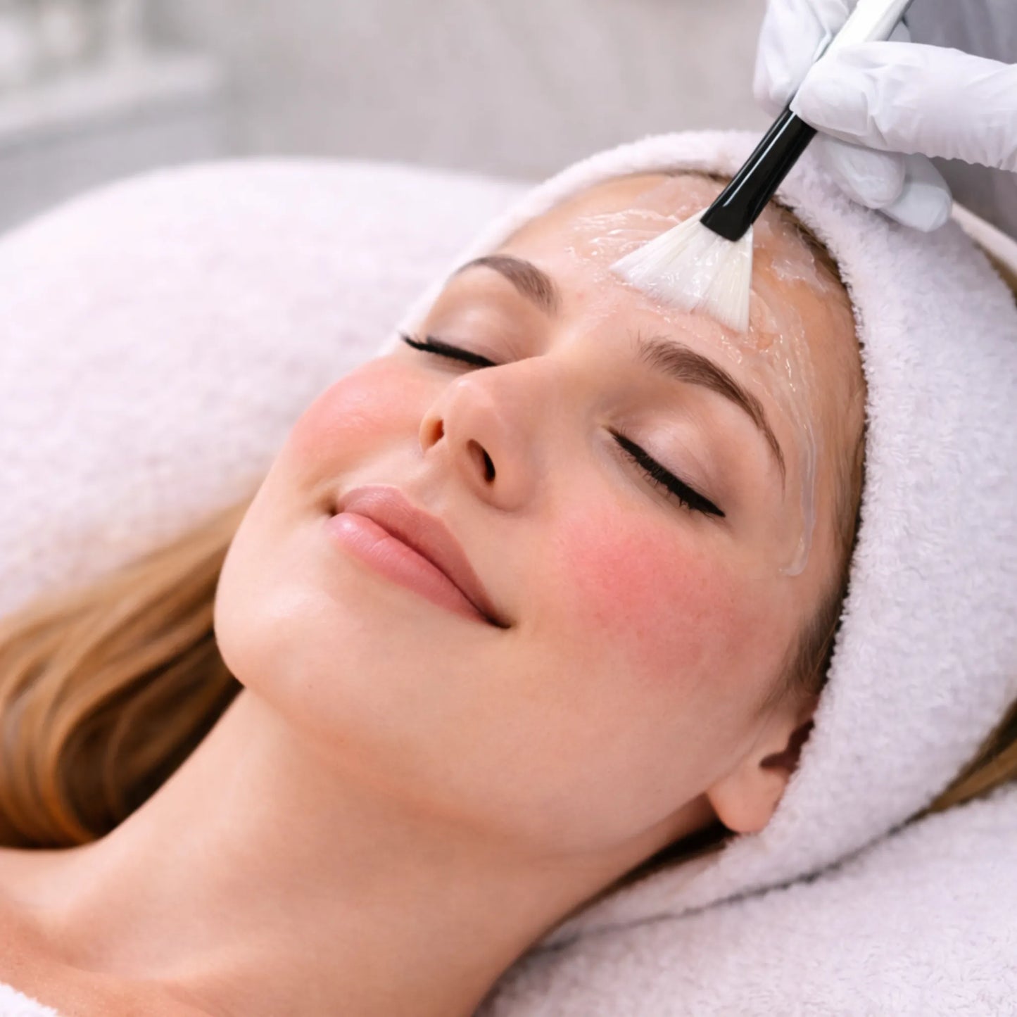 Calming rosacea facial treatment applied to sensitive skin at Modern Radiance Oregon.