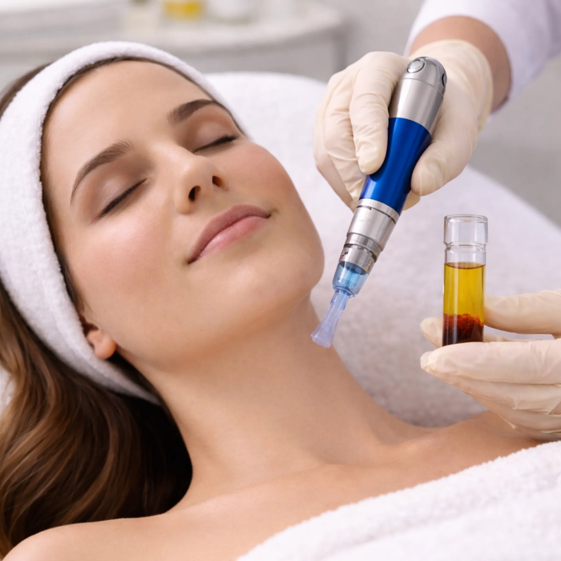Vampire Facial PRP microneedling treatment performed at Modern Radiance Oregon for skin rejuvenation.